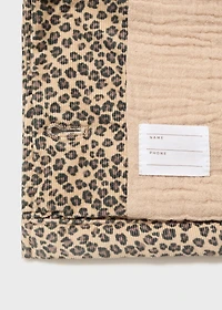 Leopard-print corduroy coat
