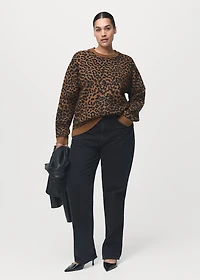 Leopard-print knitted sweater
