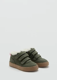 Leather trainers with fleece