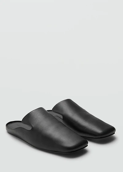 Square toe leather shoe