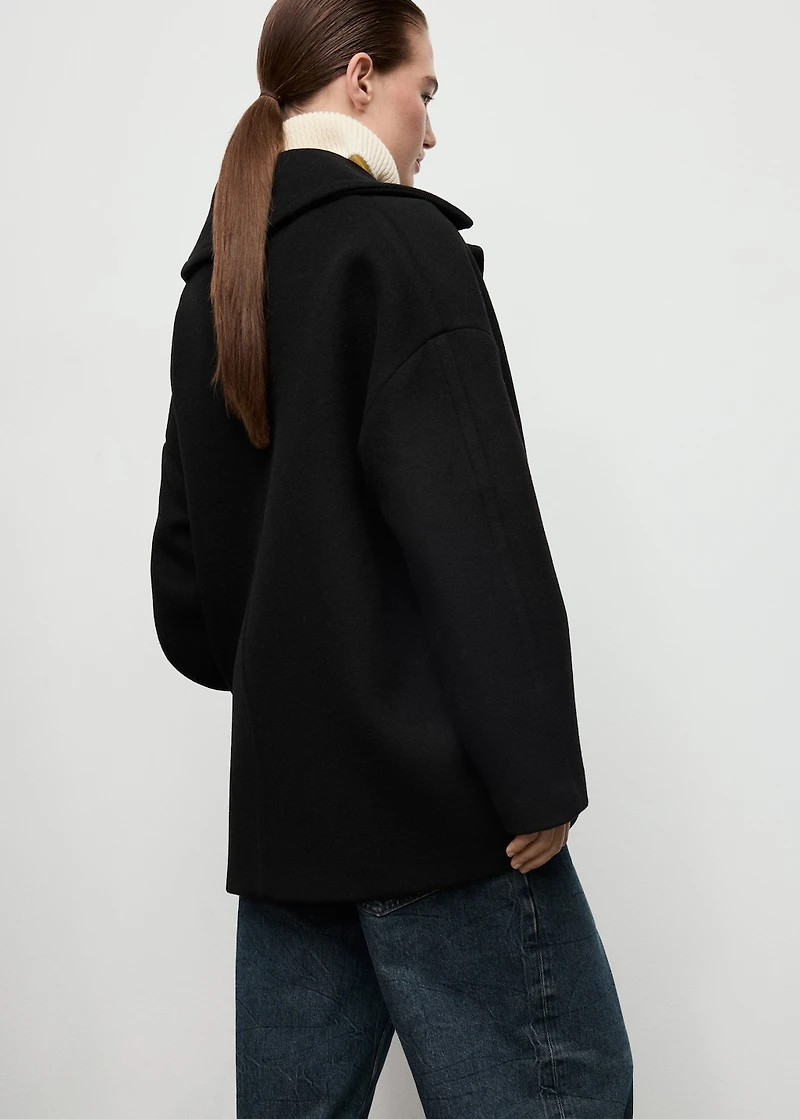 Oversized short wool coat