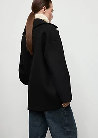 Oversized short wool coat
