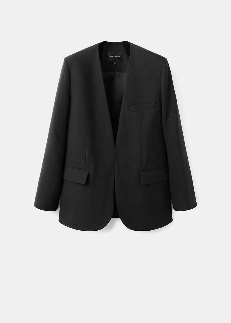 Suit blazer without lapels