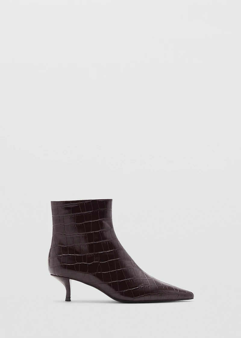 Faux-Croc-leather pointed-toe ankle boots