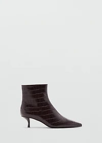 Faux-Croc-leather pointed-toe ankle boots