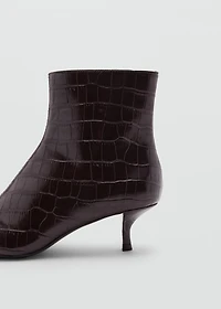 Faux-Croc-leather pointed-toe ankle boots