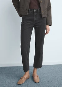 Mid-rise straight jeans