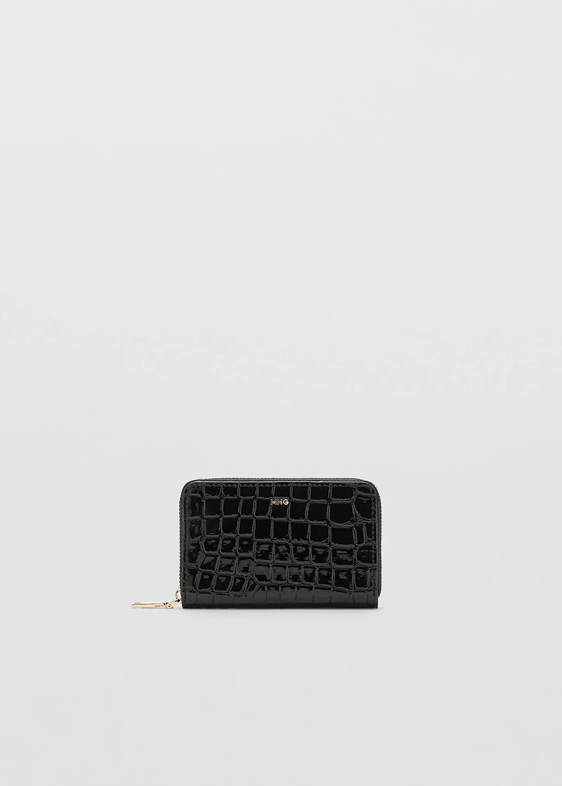 Medium glossy croc wallet
