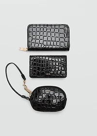 Medium glossy croc wallet
