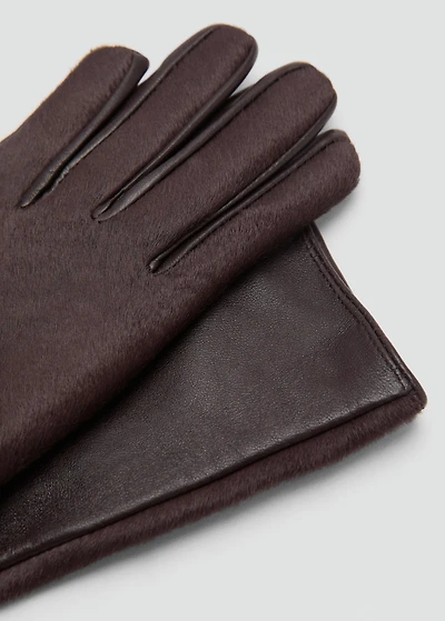 Long leather gloves with fur