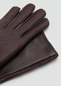 Long leather gloves with fur
