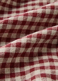 Gingham checked linen tablecloth for 8 to 10 diners