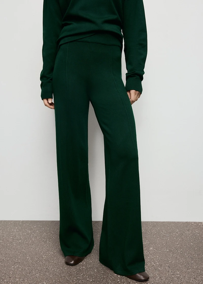 Knitted trousers with stitching detail