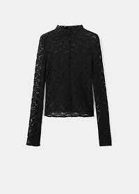 Lace top with perkins collar