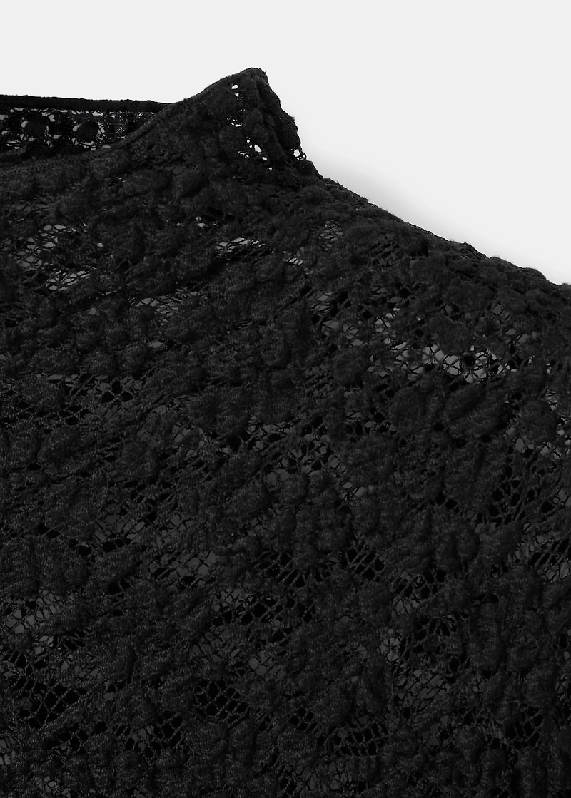 Lace top with perkins collar