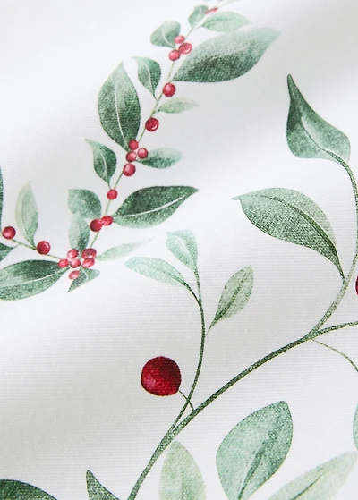 Holly-print cotton tablecloth for 2 to 4 diners
