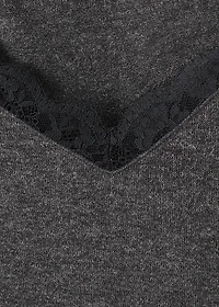 Lace-trimmed scoop-neck top