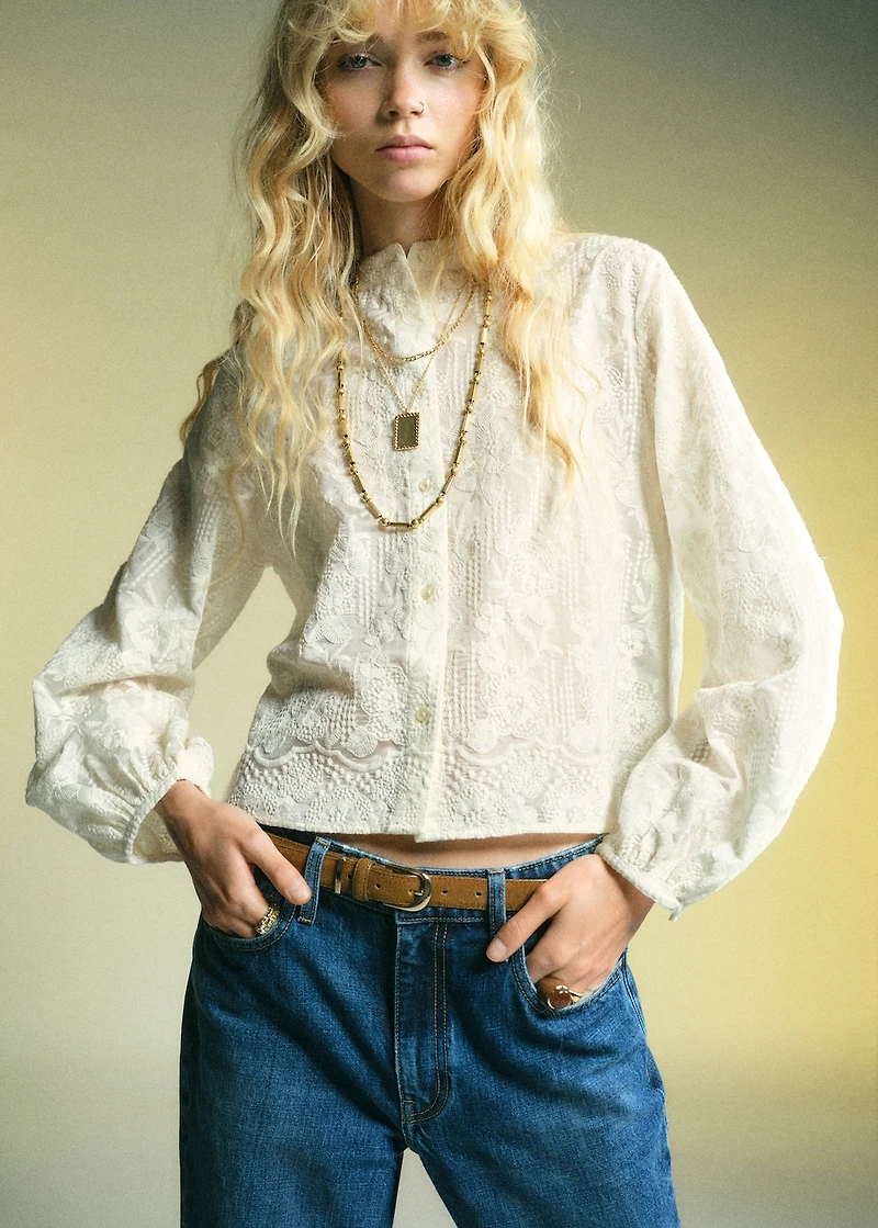 Embroidered lyocell blouse