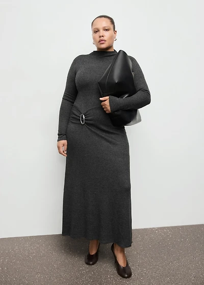 Fine-knit dress with metallic detail