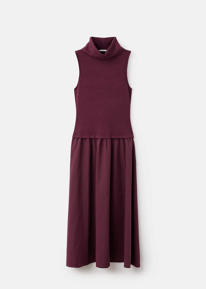 Dress with combined funnel neck