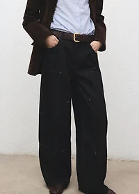 Barrel jeans with patches