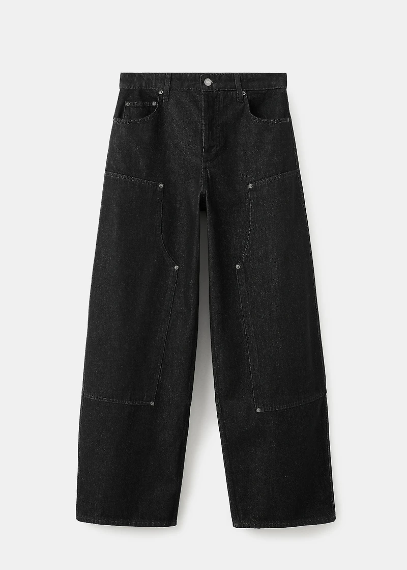 Barrel jeans with patches