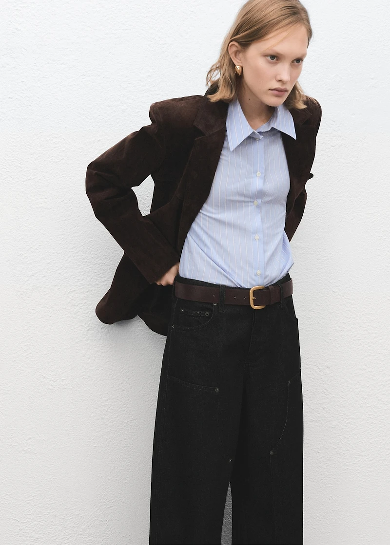 Barrel jeans with patches