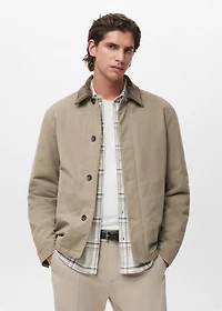 Quilted jacket with corduroy collar