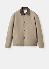 Quilted jacket with corduroy collar