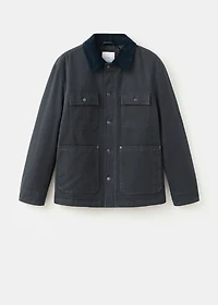 Quilted jacket with corduroy collar