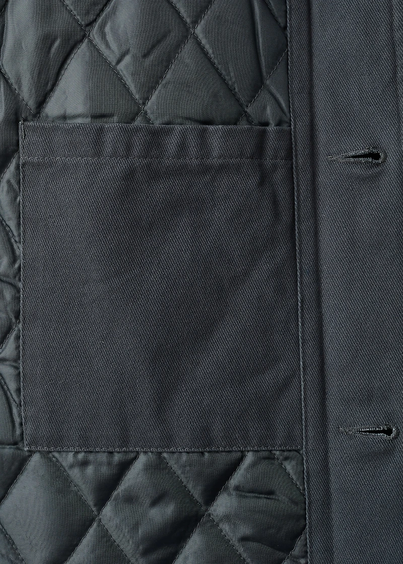 Quilted jacket with corduroy collar