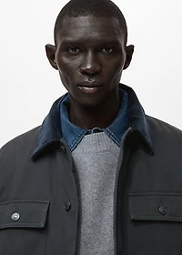 Quilted jacket with corduroy collar