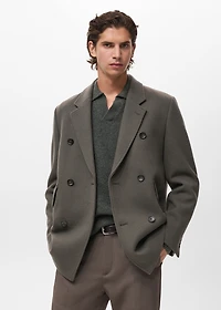 Double-breasted wool-blend coat