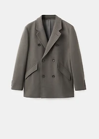 Double-breasted wool-blend coat