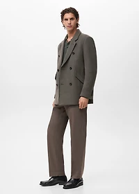 Double-breasted wool-blend coat