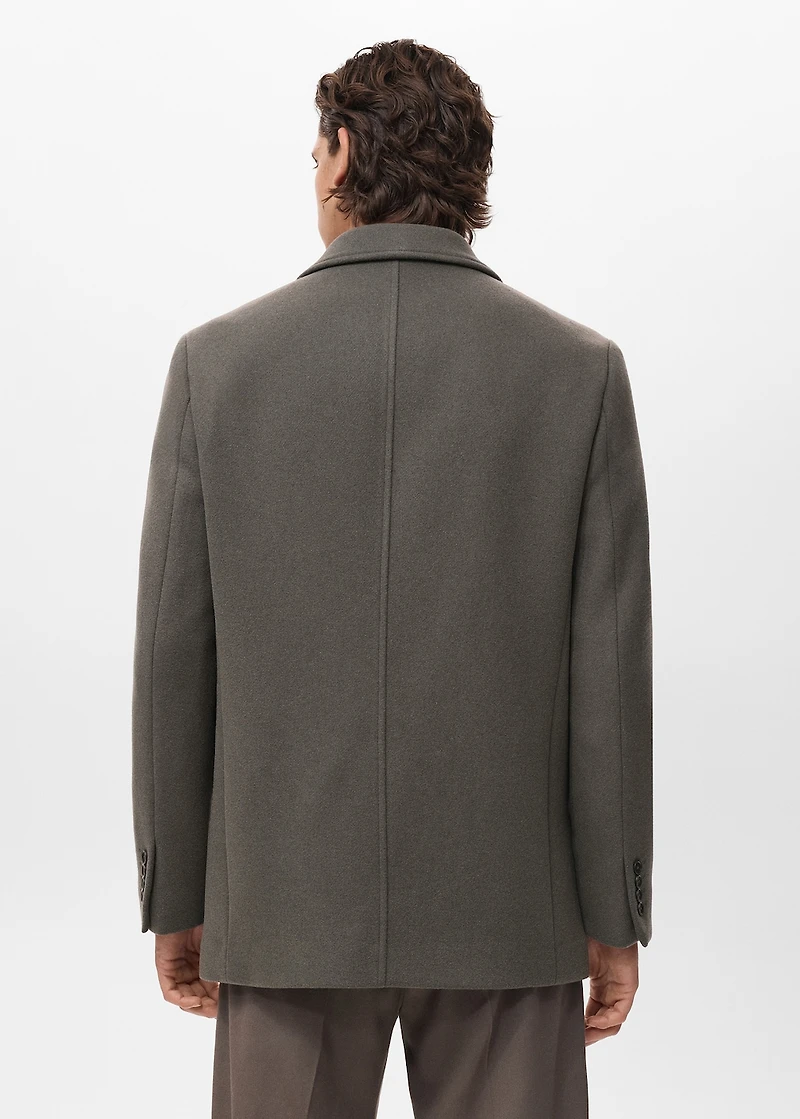 Double-breasted wool-blend coat