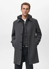 Detachable hood wool coat