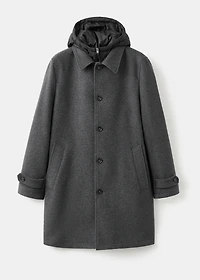 Detachable hood wool coat