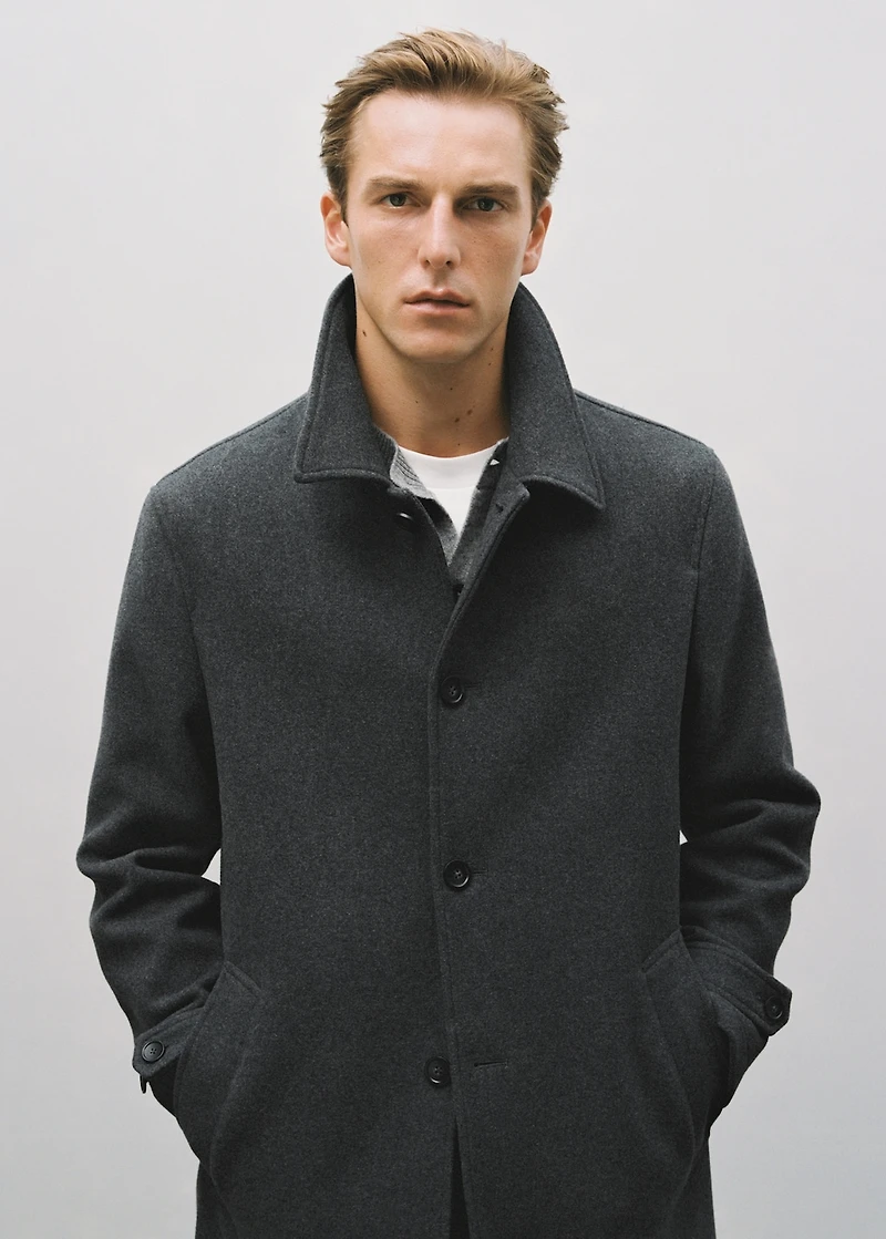 Detachable hood wool coat