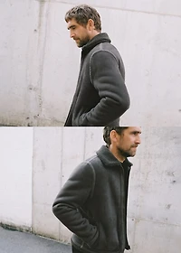Double face jacket with sheepskin details