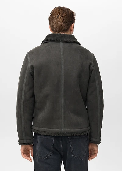 Double face jacket with sheepskin details