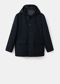 Hooded wool coat