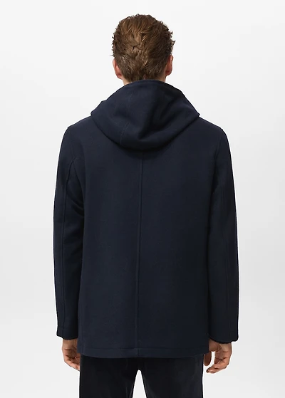 Hooded wool coat