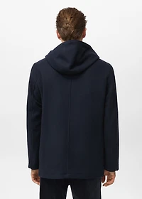 Hooded wool coat