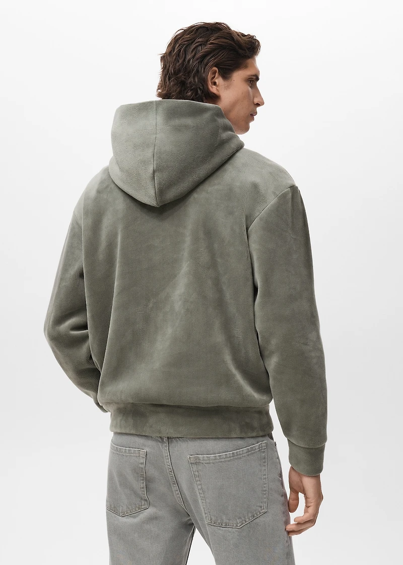Corduroy hooded sweatshirt