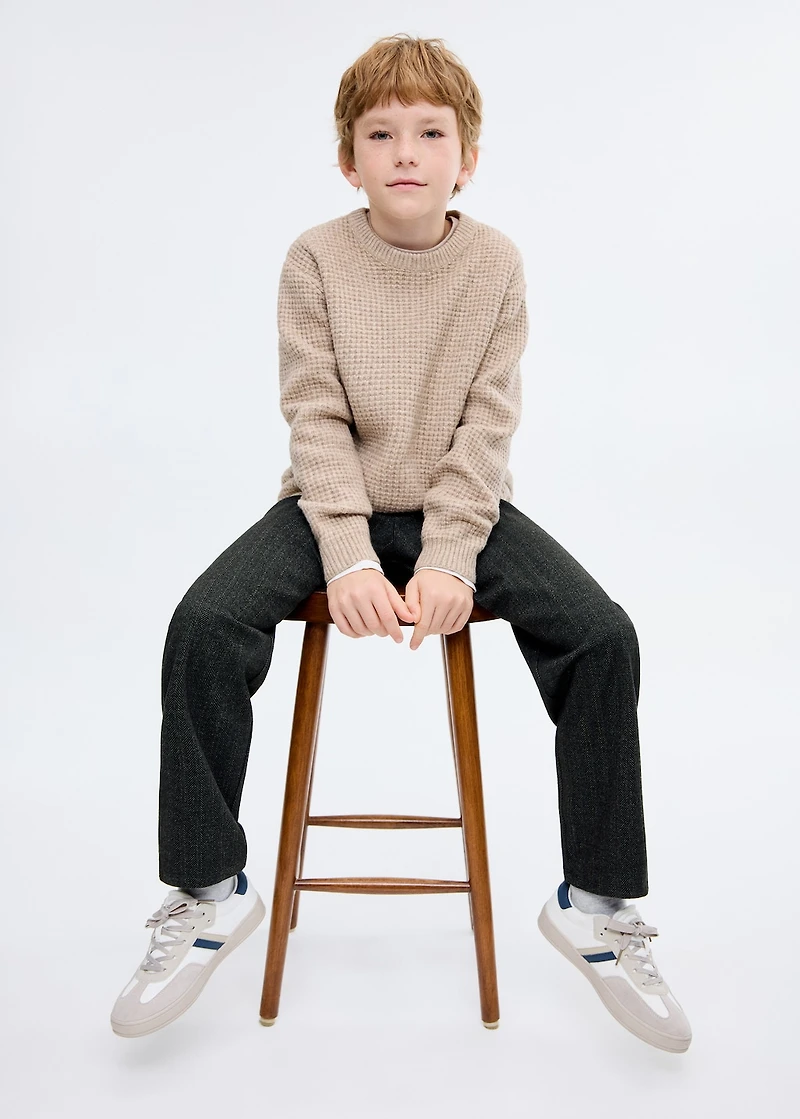 Herringbone straight pants