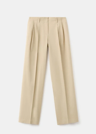 Straight-leg pleated denim trousers