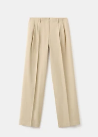 Straight-leg pleated denim trousers