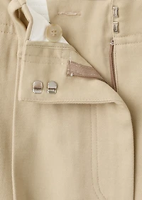 Straight-leg pleated denim trousers