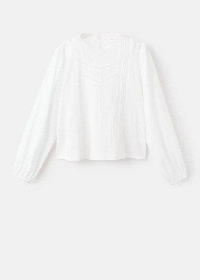 Cotton blouse with lace trim